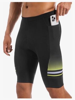 Cycling Shorts 4D Padded Riding Biking Shorts, Men Size Medium/ 2 Phone Pockets